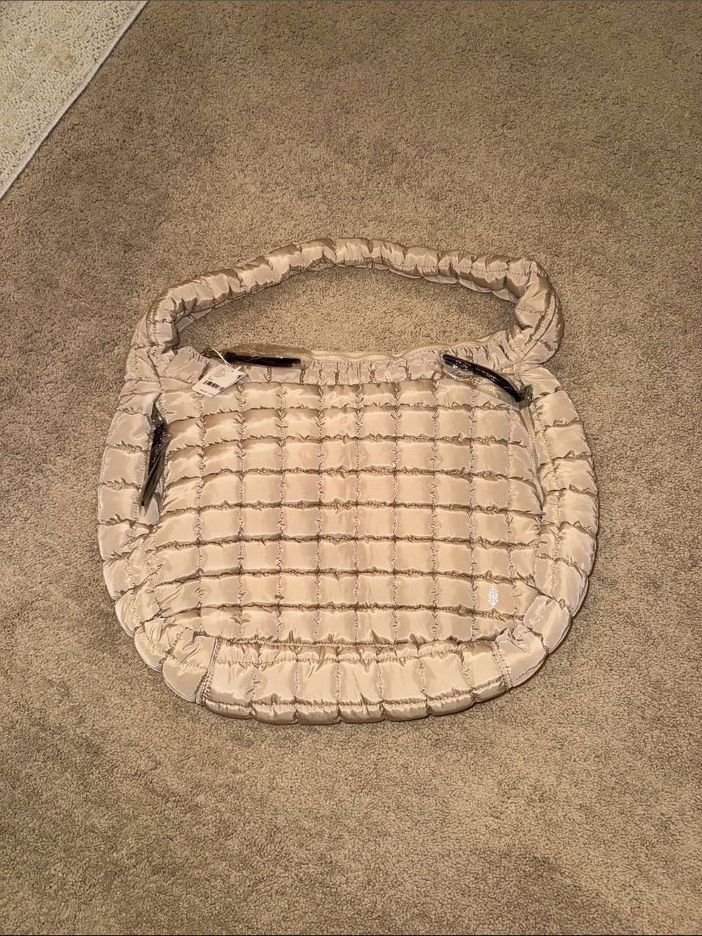 Free People Quilted Cream Shoulder Tote
